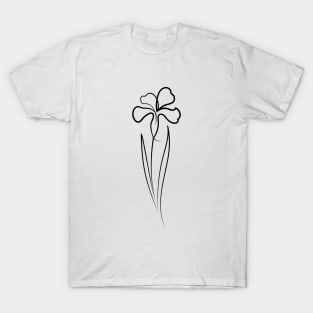 Iris Flower Minimal art | One Line Drawing | One Line Art T-Shirt